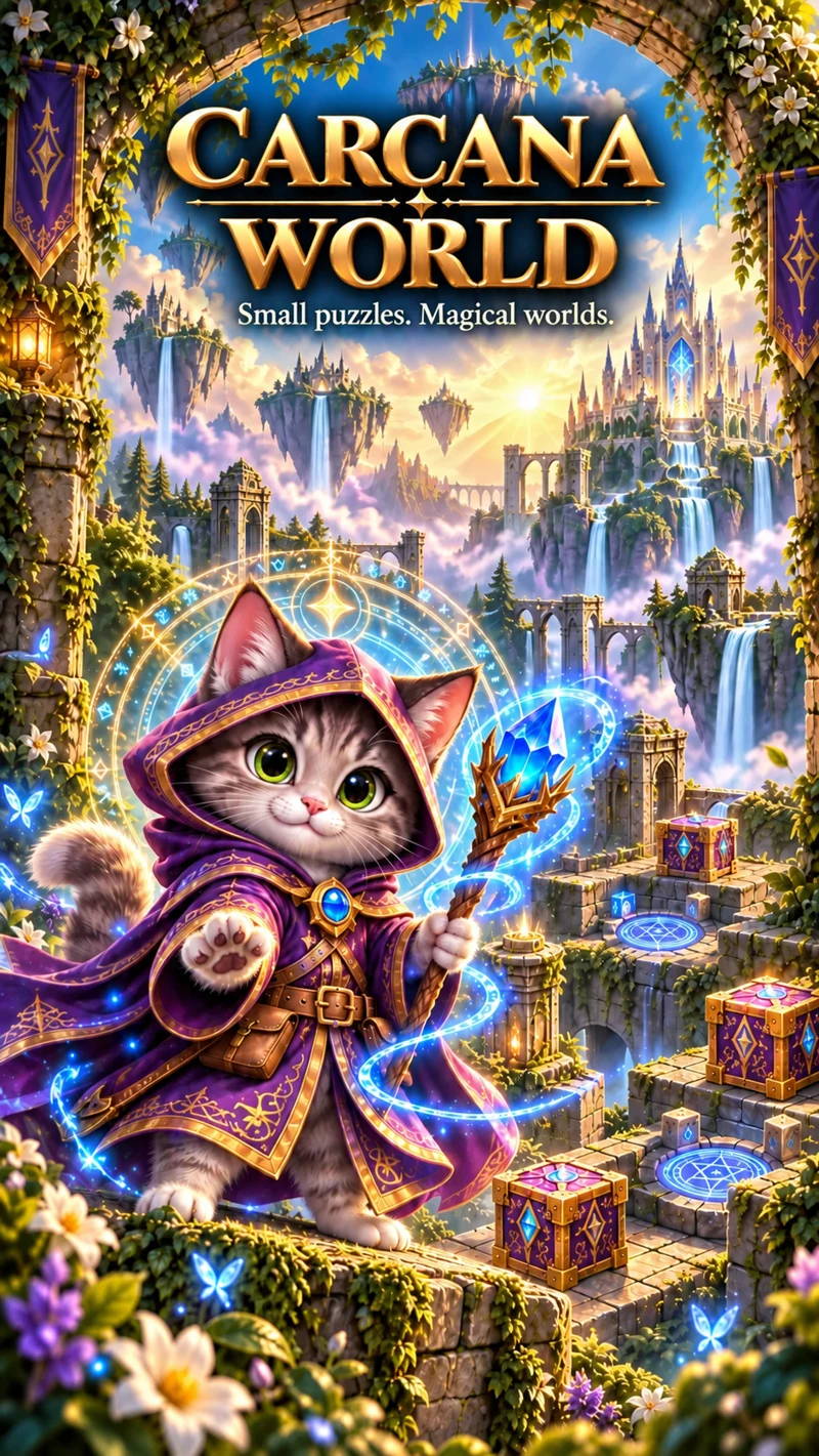 Campaign illustration of Wizard Cat in a magical sanctuary