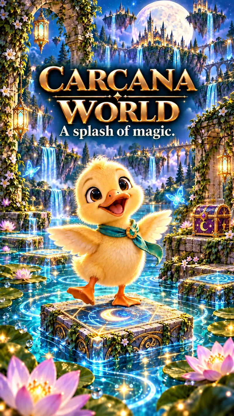 Concept illustration of a duckling in the crystal lagoon