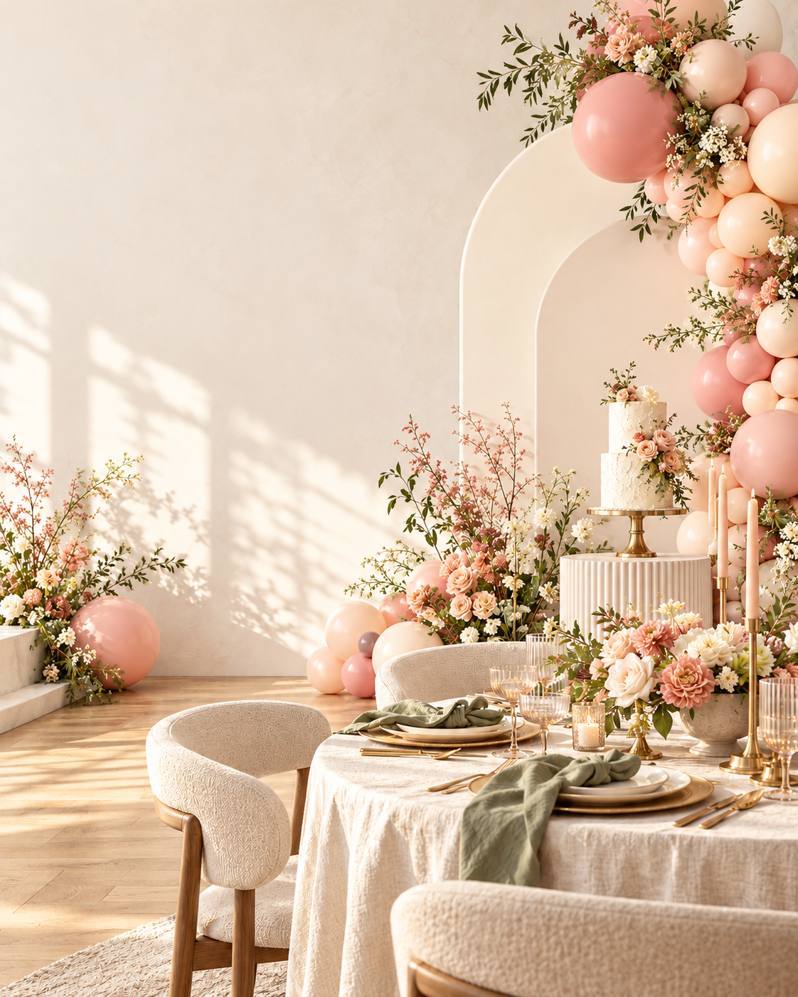 A decorated celebration room designed with Eventnivo